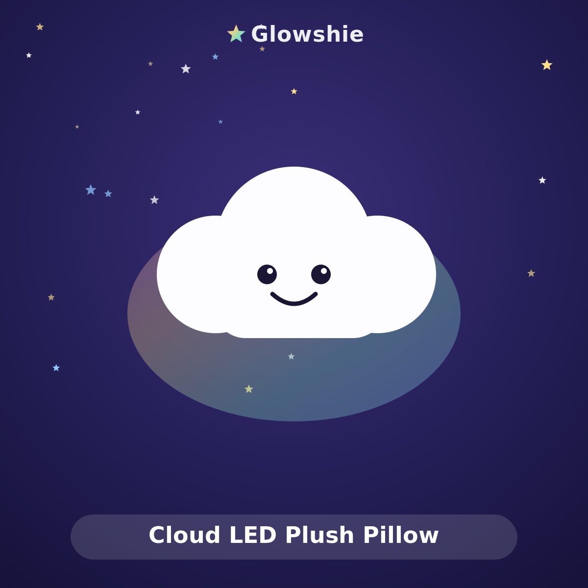 Glowshie Cloud LED Plush Pillow — Light-Up Cloud Cushion
